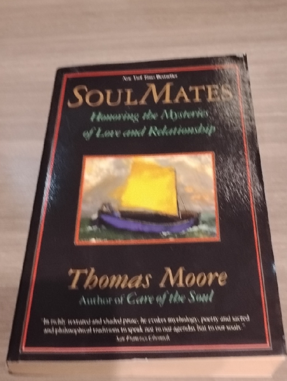 SoulMates by Thomas Moore - Black Cover with Yellow Sail Artwork